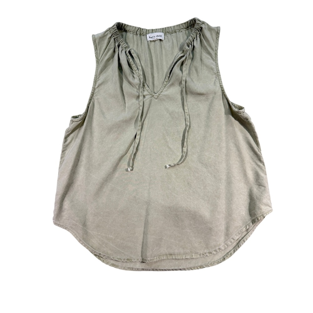 Bella Dahl 100%‎ Tencel Lyocell Sleeveless Tie Neck Top Large Green